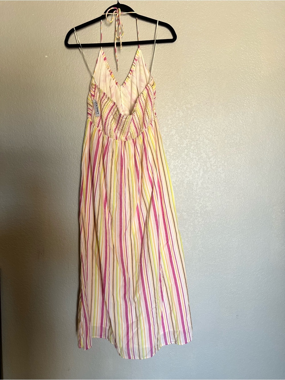 Old Navy Fit & Flare Striped Halter Maxi Dress | Multicolor Stripe Large - Picture 5 of 9